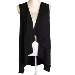 NWT Kit + Sky Womens Black  Asymmetric Sleeveless Open Front Tunic M
